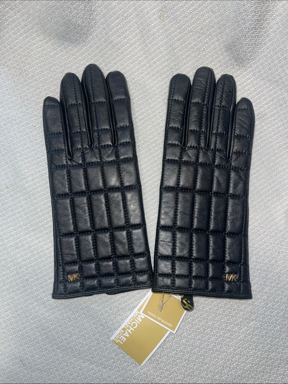 Michael Kors Black Quilted Leather Touch Gloves